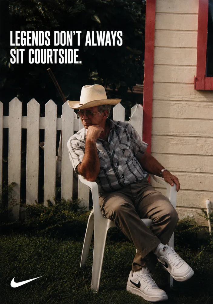 Faux Nike poster: Legends don't always sit courtside